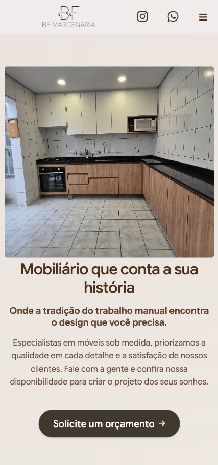 Mobile Version of BF Marcenaria Website